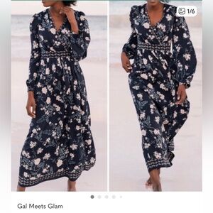 Anthropologie Gal Meets Glam Navy and cream maxi dress- new